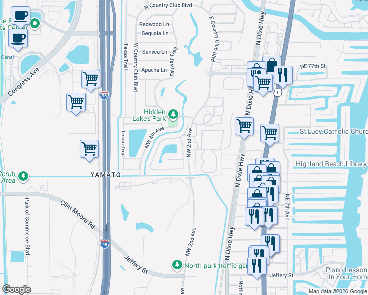 map of restaurants, bars, coffee shops, grocery stores, and more near 7055 Northwest 2nd Terrace in Boca Raton
