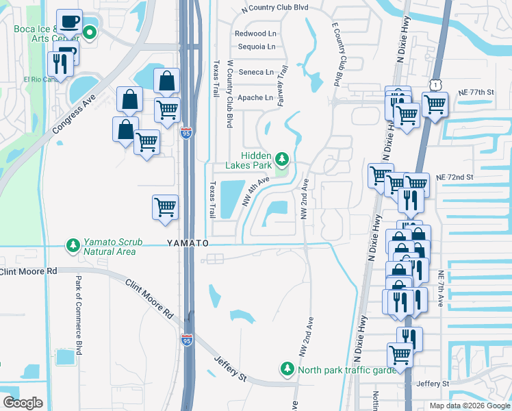 map of restaurants, bars, coffee shops, grocery stores, and more near 7085 Northwest 4th Avenue in Boca Raton