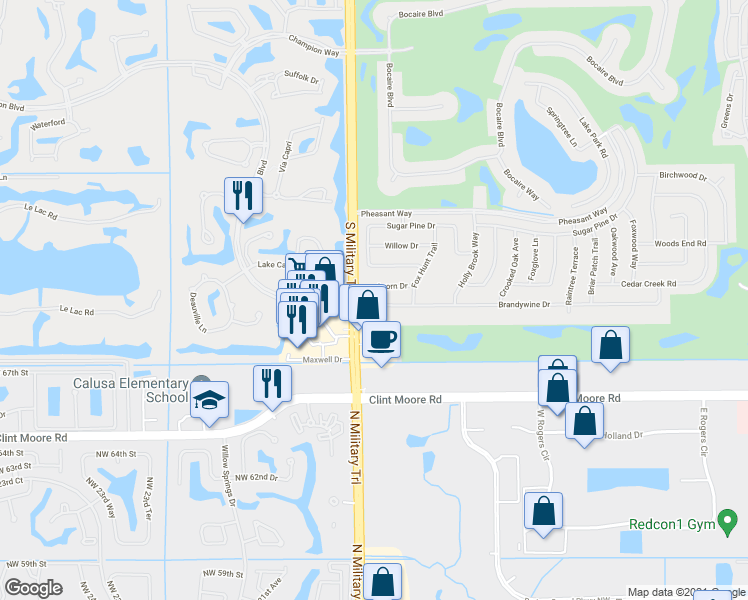 map of restaurants, bars, coffee shops, grocery stores, and more near 4963 Brandywine Drive in Boca Raton