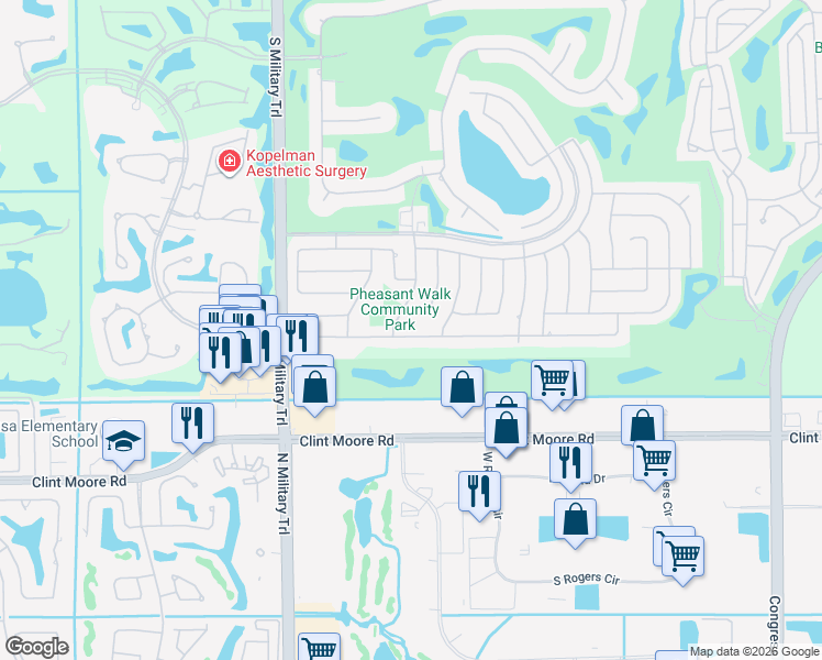 map of restaurants, bars, coffee shops, grocery stores, and more near 4695 Brandywine Drive in Boca Raton