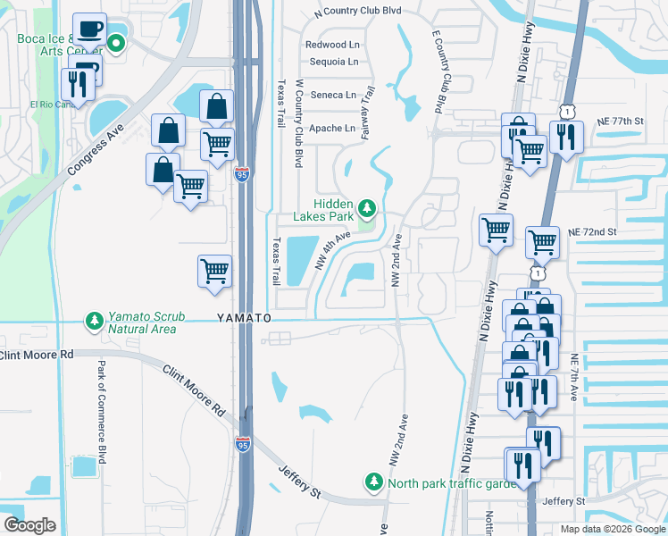 map of restaurants, bars, coffee shops, grocery stores, and more near 7085 Northwest 4th Avenue in Boca Raton