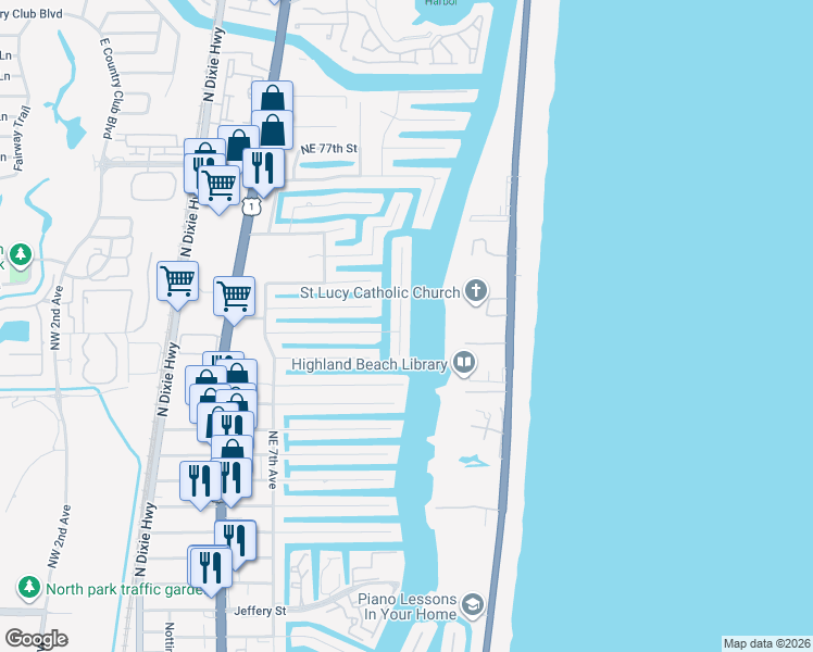 map of restaurants, bars, coffee shops, grocery stores, and more near 7020 Northeast 8th Drive in Boca Raton