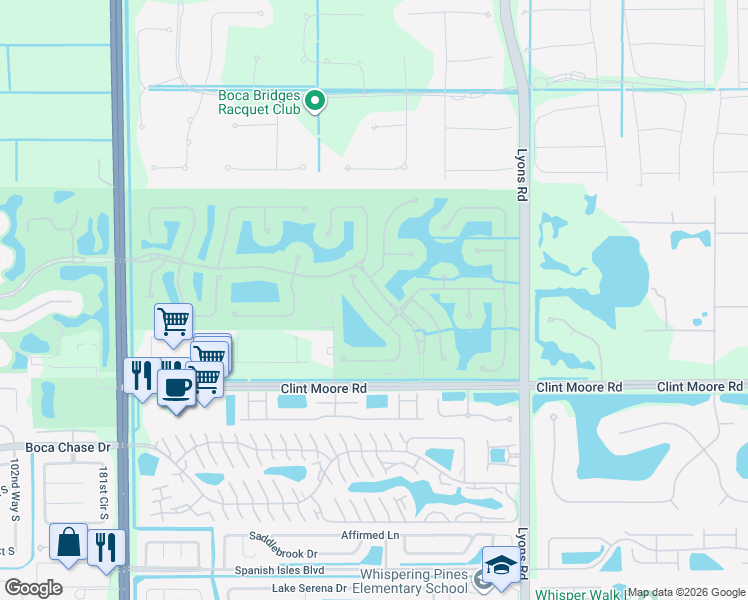 map of restaurants, bars, coffee shops, grocery stores, and more near 17786 Lake Azure Way in Boca Raton