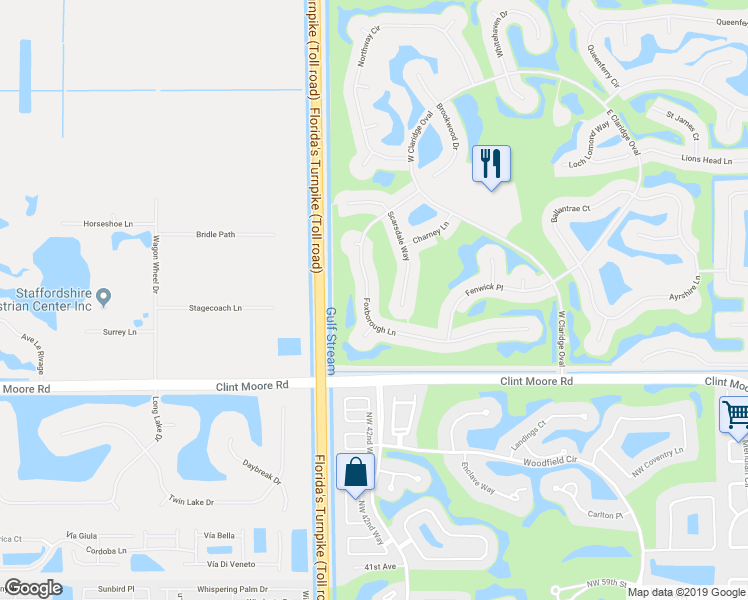 map of restaurants, bars, coffee shops, grocery stores, and more near 17669 Foxborough Ln in Boca Raton