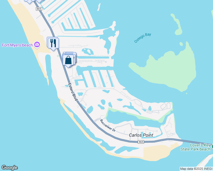 map of restaurants, bars, coffee shops, grocery stores, and more near 4371 Bay Beach Lane in Fort Myers Beach