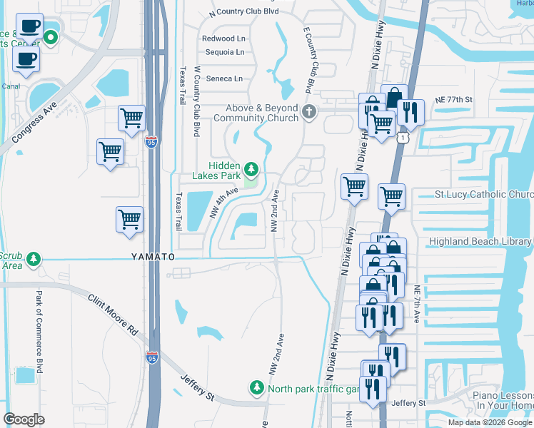 map of restaurants, bars, coffee shops, grocery stores, and more near 7055 Northwest 2nd Terrace in Boca Raton