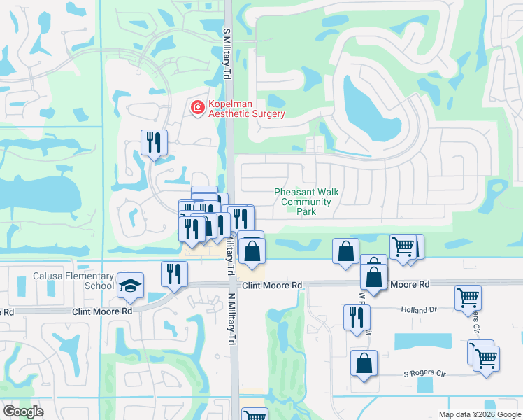 map of restaurants, bars, coffee shops, grocery stores, and more near 4853 Brandywine Drive in Boca Raton