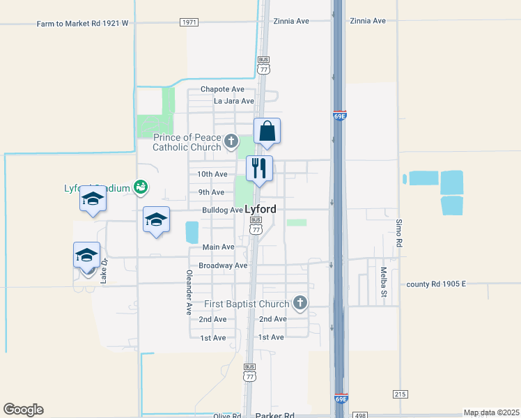 map of restaurants, bars, coffee shops, grocery stores, and more near in Lyford