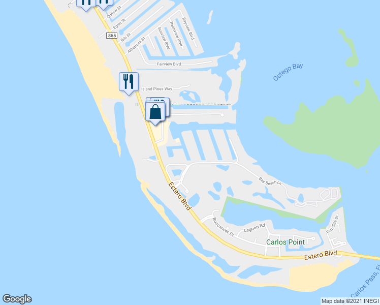 map of restaurants, bars, coffee shops, grocery stores, and more near 4581 Bay Beach Lane in Fort Myers Beach