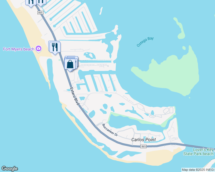 map of restaurants, bars, coffee shops, grocery stores, and more near 4311 Bay Beach Lane in Fort Myers Beach