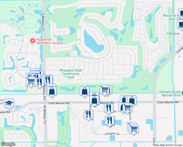 map of restaurants, bars, coffee shops, grocery stores, and more near 4507 Brandywine Drive in Boca Raton