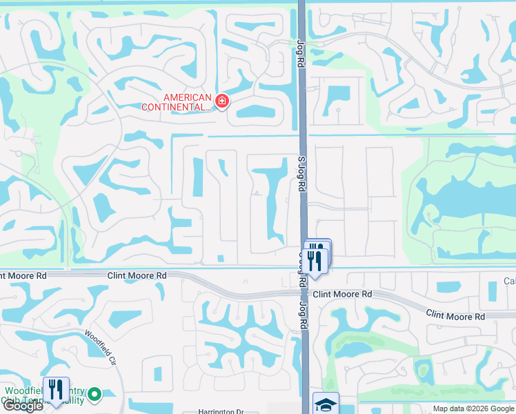 map of restaurants, bars, coffee shops, grocery stores, and more near 17861 Fieldbrook Circle East in Boca Raton