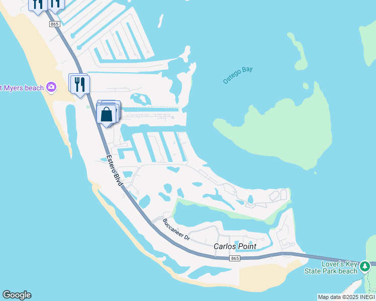 map of restaurants, bars, coffee shops, grocery stores, and more near 4253 Bay Beach Lane in Fort Myers Beach