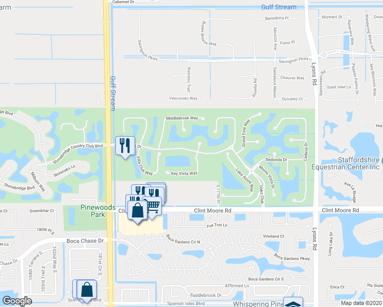 map of restaurants, bars, coffee shops, grocery stores, and more near 9556 Bridgebrook Drive in Boca Raton