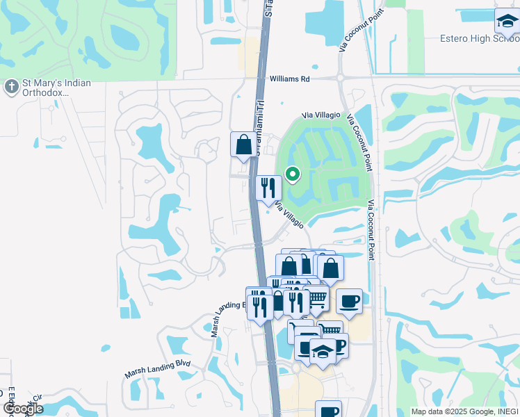 map of restaurants, bars, coffee shops, grocery stores, and more near in Estero