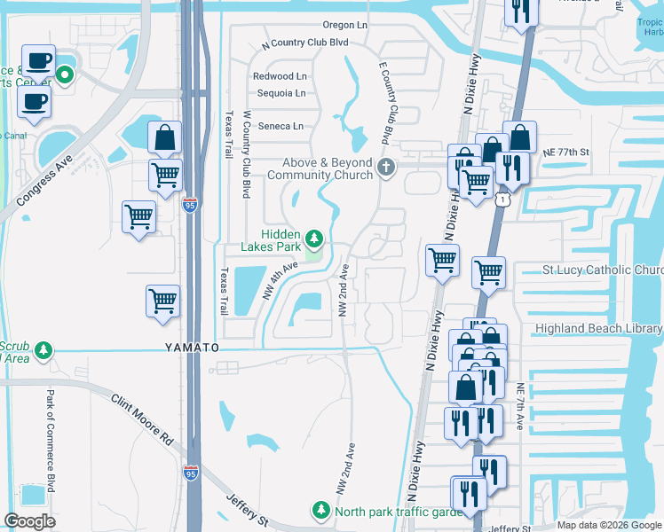 map of restaurants, bars, coffee shops, grocery stores, and more near in Boca Raton