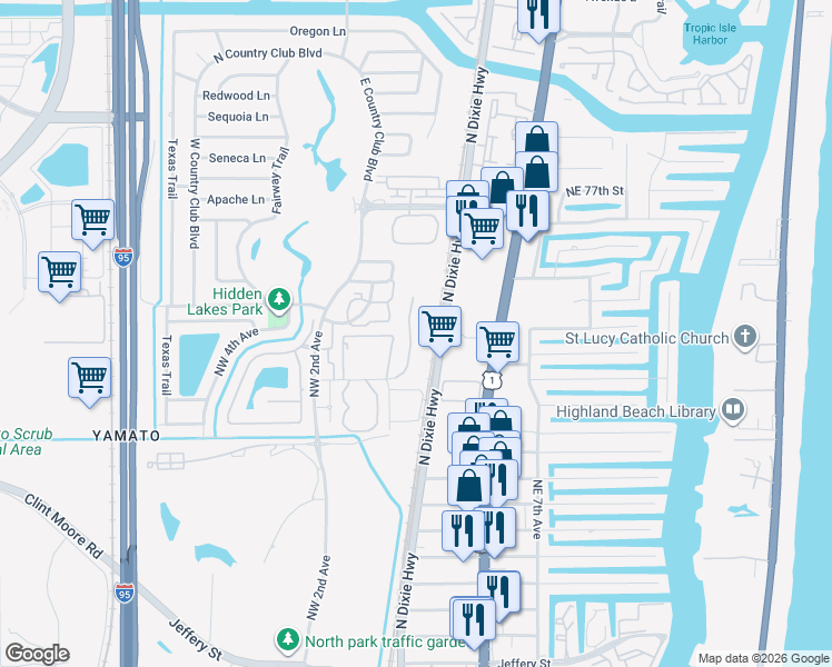 map of restaurants, bars, coffee shops, grocery stores, and more near 7120 Northwest Turtle Walk in Boca Raton