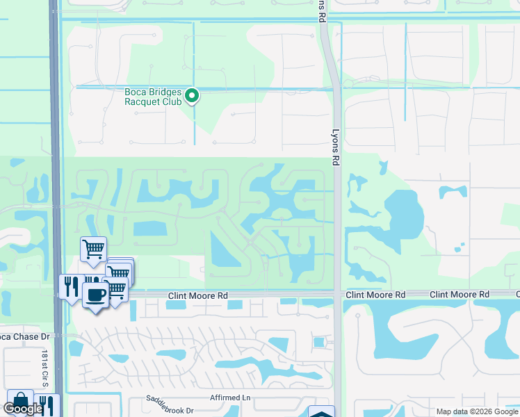 map of restaurants, bars, coffee shops, grocery stores, and more near 9236 Este Lago Way in Boca Raton