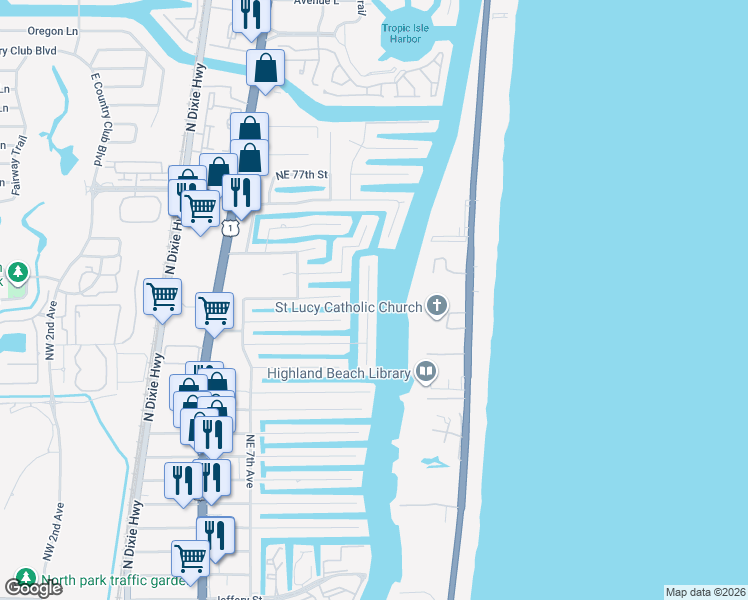 map of restaurants, bars, coffee shops, grocery stores, and more near 7188 Northeast 8th Drive in Boca Raton