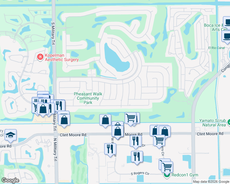 map of restaurants, bars, coffee shops, grocery stores, and more near 17729 Maplewood Drive in Boca Raton