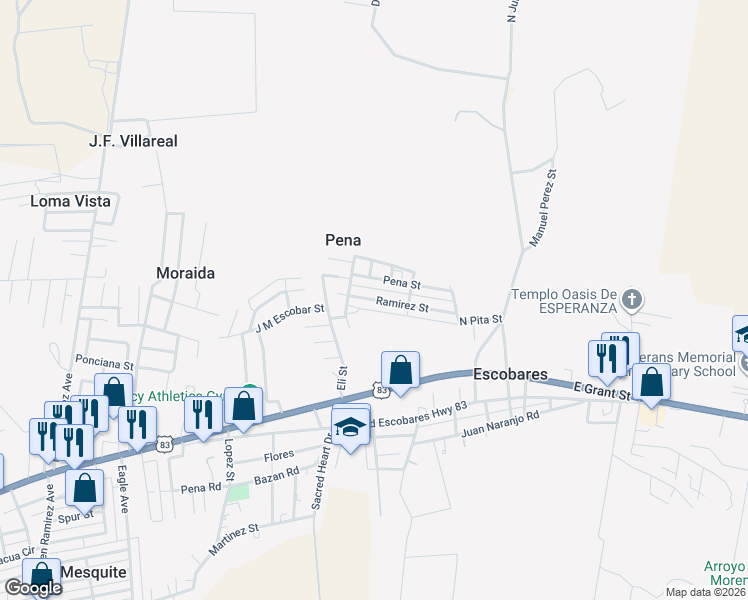 map of restaurants, bars, coffee shops, grocery stores, and more near 3222 Ramirez Street in Roma