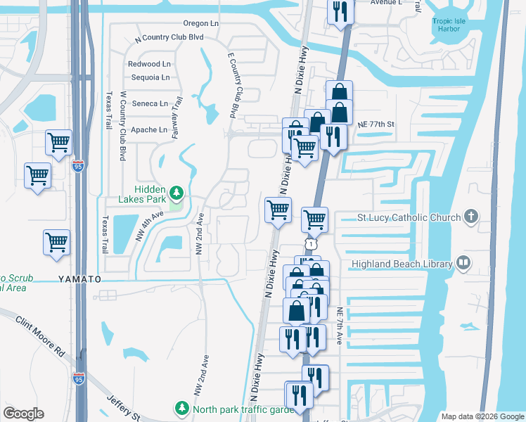 map of restaurants, bars, coffee shops, grocery stores, and more near 7120 Northwest Turtle Walk in Boca Raton