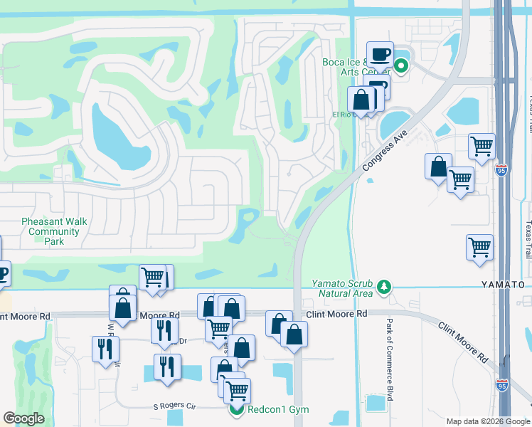 map of restaurants, bars, coffee shops, grocery stores, and more near 17699 Tiffany Trace Drive in Boca Raton