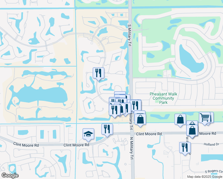 map of restaurants, bars, coffee shops, grocery stores, and more near 5153 Lake Catalina Drive in Boca Raton