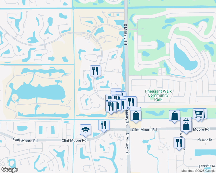 map of restaurants, bars, coffee shops, grocery stores, and more near 5153 Lake Catalina Drive in Boca Raton