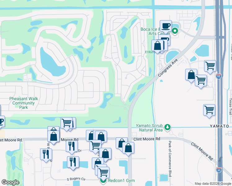 map of restaurants, bars, coffee shops, grocery stores, and more near 17699 Tiffany Trace Drive in Boca Raton