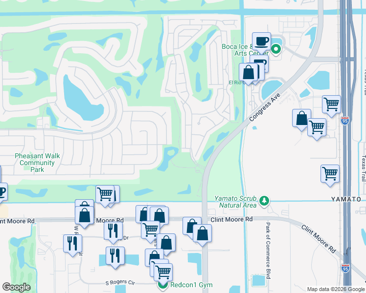 map of restaurants, bars, coffee shops, grocery stores, and more near 17691 Tiffany Trace Drive in Boca Raton