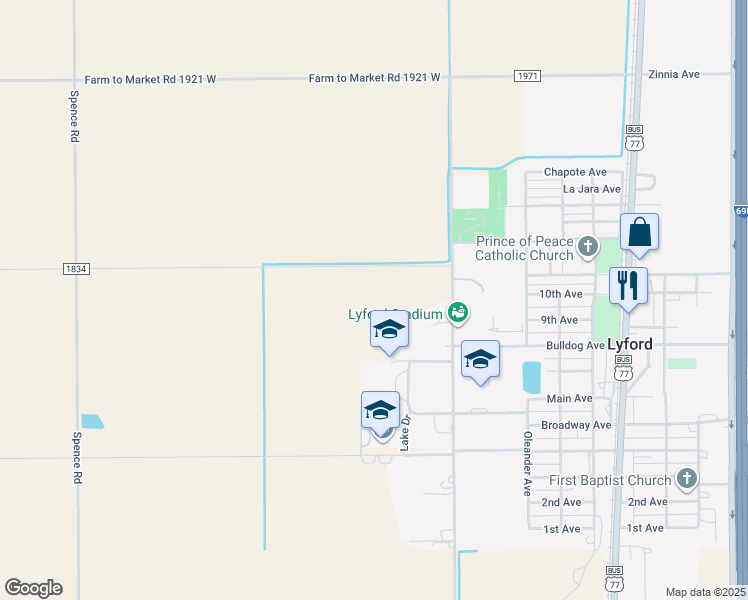 map of restaurants, bars, coffee shops, grocery stores, and more near 12779 La Coma Road in Lyford
