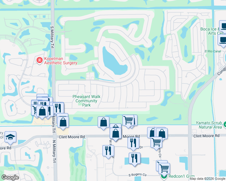 map of restaurants, bars, coffee shops, grocery stores, and more near 17729 Maplewood Drive in Boca Raton