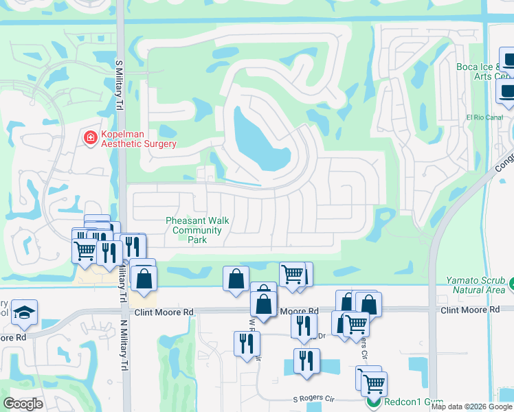 map of restaurants, bars, coffee shops, grocery stores, and more near 17729 Maplewood Drive in Boca Raton