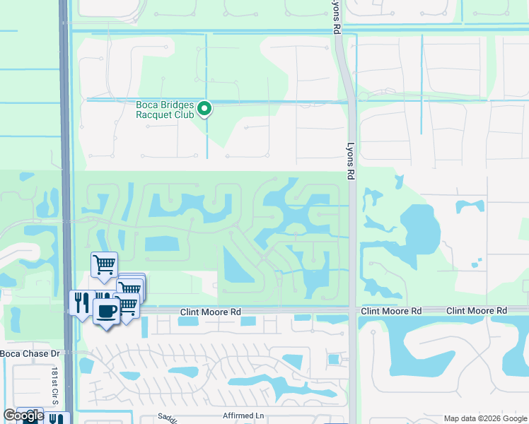 map of restaurants, bars, coffee shops, grocery stores, and more near 9236 Este Lago Way in Boca Raton