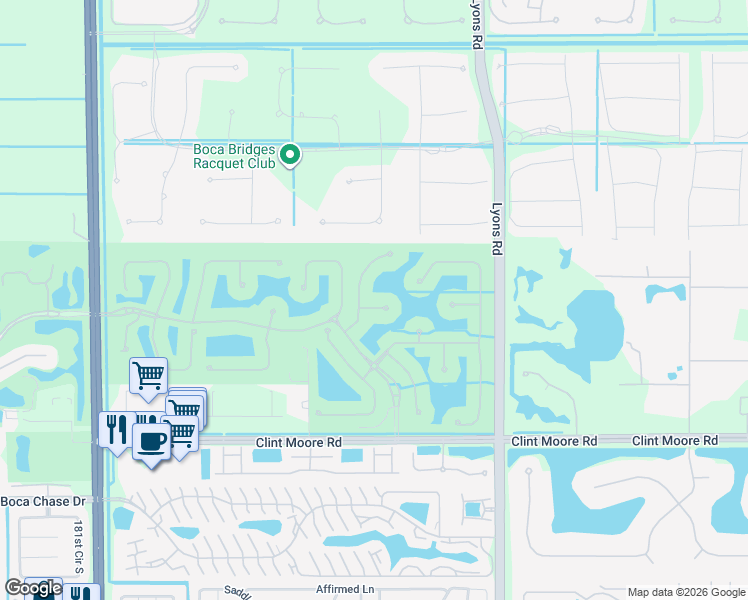 map of restaurants, bars, coffee shops, grocery stores, and more near 9236 Este Lago Way in Boca Raton