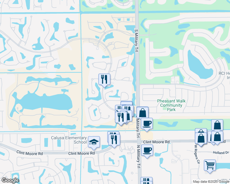 map of restaurants, bars, coffee shops, grocery stores, and more near 5232 Lake Catalina Drive North in Boca Raton