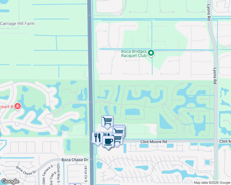 map of restaurants, bars, coffee shops, grocery stores, and more near 17678 Circle Pond Court in Boca Raton