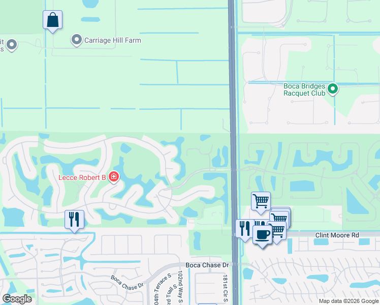 map of restaurants, bars, coffee shops, grocery stores, and more near 10249 Spyglass Way in Boca Raton