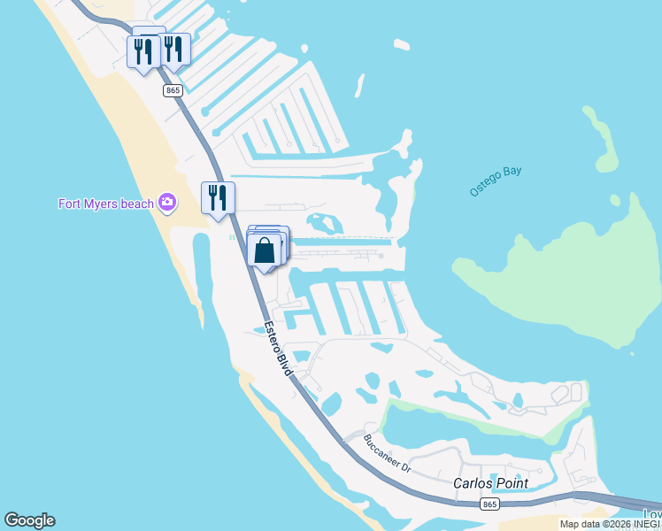 map of restaurants, bars, coffee shops, grocery stores, and more near 200 Lenell Road in Fort Myers Beach