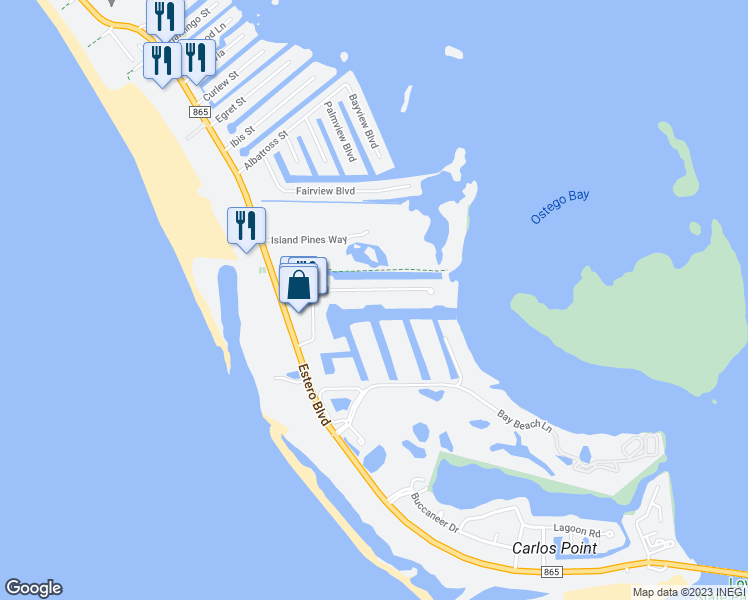 map of restaurants, bars, coffee shops, grocery stores, and more near 200 Lenell Road in Fort Myers Beach