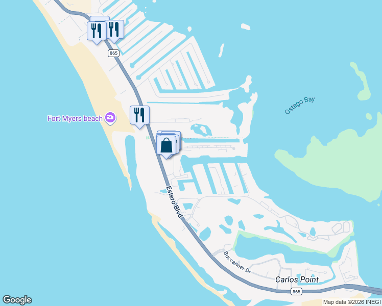 map of restaurants, bars, coffee shops, grocery stores, and more near 170 Lenell Road in Fort Myers Beach