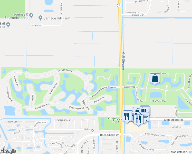 map of restaurants, bars, coffee shops, grocery stores, and more near 10249 Spyglass Way in Boca Raton