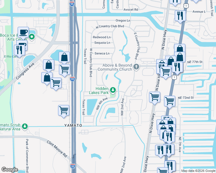 map of restaurants, bars, coffee shops, grocery stores, and more near 7318 Fairway Trail in Boca Raton