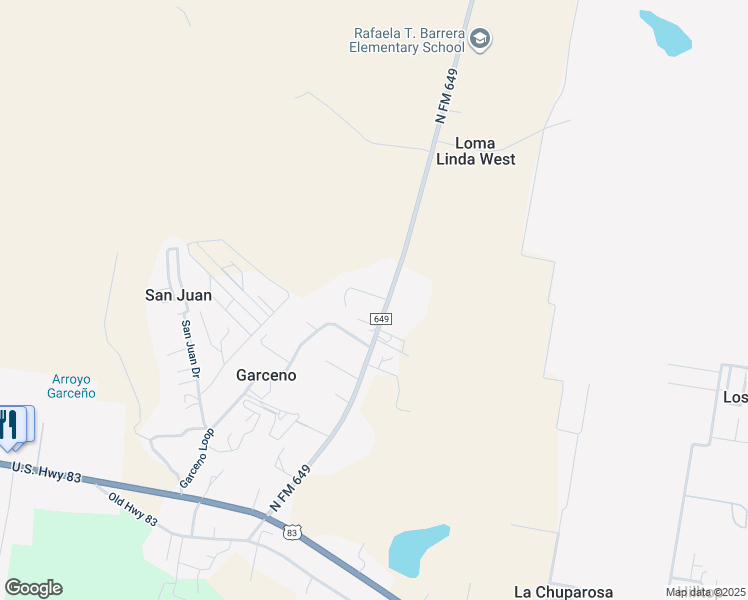 map of restaurants, bars, coffee shops, grocery stores, and more near 57 North FM 649 in Rio Grande City