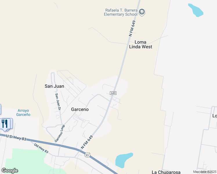 map of restaurants, bars, coffee shops, grocery stores, and more near 57 North FM 649 in Rio Grande City