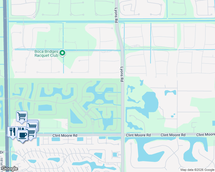 map of restaurants, bars, coffee shops, grocery stores, and more near 17575 Cadena Drive in Boca Raton