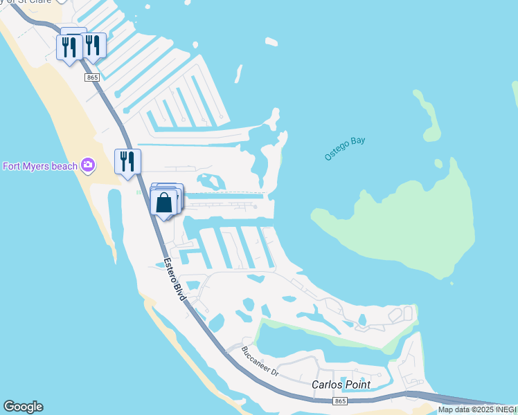 map of restaurants, bars, coffee shops, grocery stores, and more near 400 Lenell Road in Fort Myers Beach