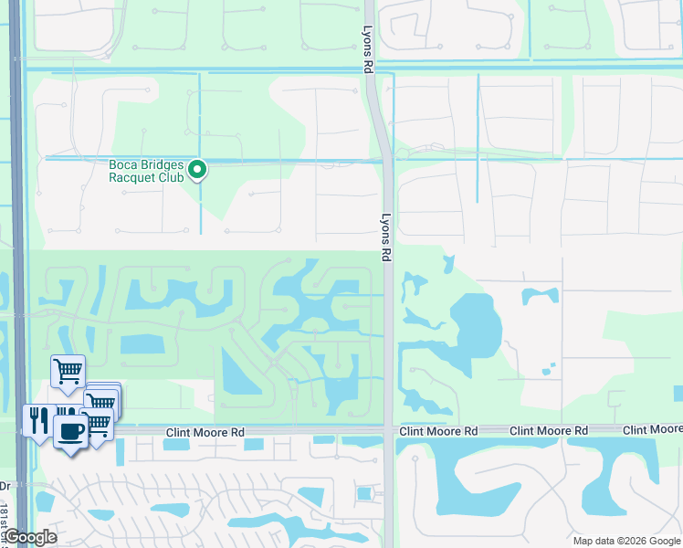 map of restaurants, bars, coffee shops, grocery stores, and more near 17575 Cadena Drive in Boca Raton
