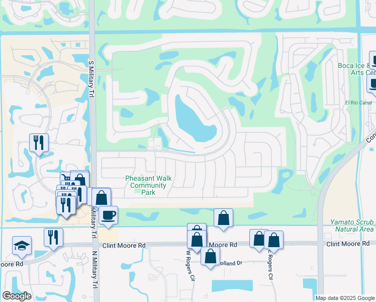 map of restaurants, bars, coffee shops, grocery stores, and more near 17643 Bocaire Way in Boca Raton